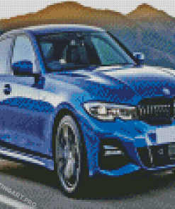 Blue Metallic Bmw Car Diamond Painting