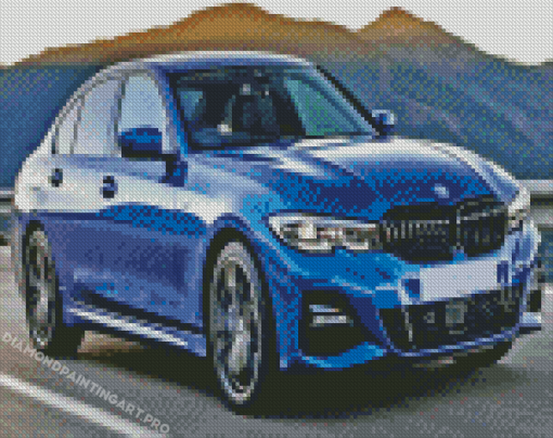 Blue Metallic Bmw Car Diamond Painting