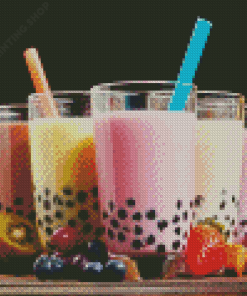 Bubble Tea With Fruits Diamond Painting