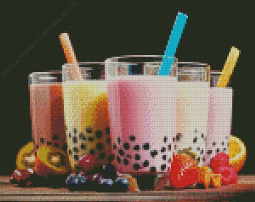 Bubble Tea With Fruits Diamond Painting