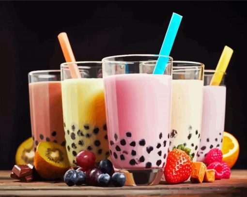 Bubble Tea With Fruits Diamond Painting