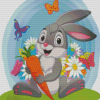 Cartoon Rabbit With Flowers And Carrot Diamond Painting