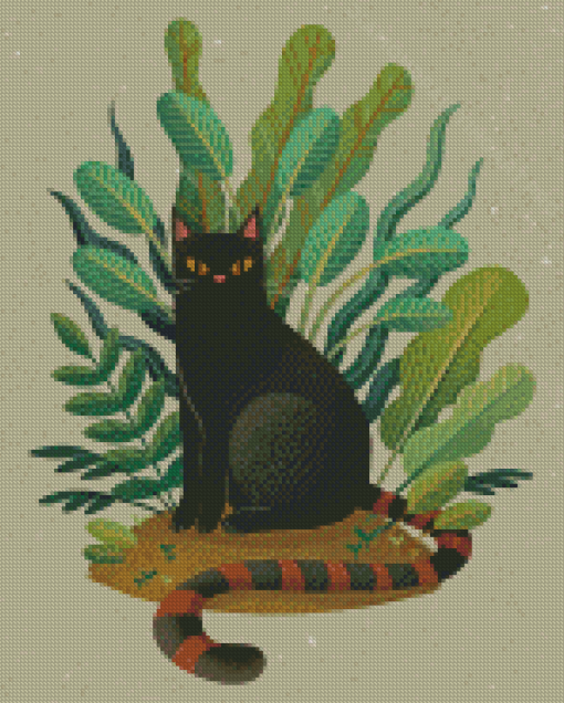 Cat And Plant Diamond Painting