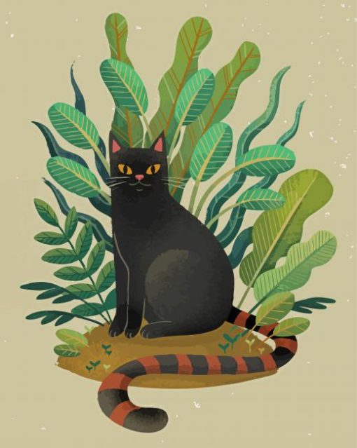 Cat And Plant Diamond Painting