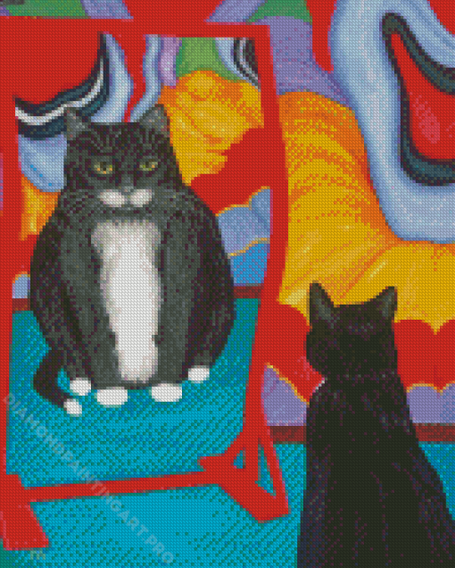 Cat In The Mirror Art Diamond Painting