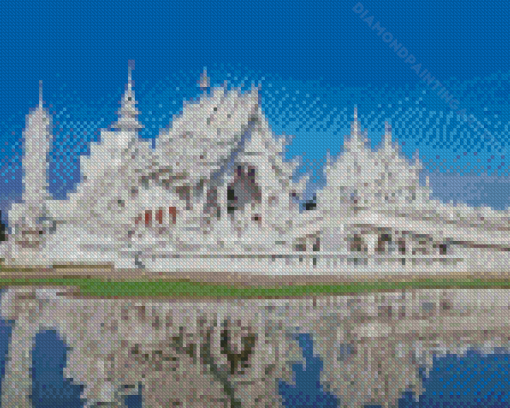 Chiang Rai White Temple Water Reflection Diamond Painting