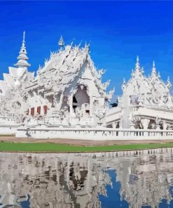 Chiang Rai White Temple Water Reflection Diamond Painting