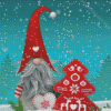 Christmas Gnome With Tree Diamond Painting