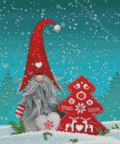 Christmas Gnome With Tree Diamond Painting