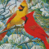 Winter Red And Yellow Cardinal Diamond Painting