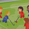 Field Hockey Cartoon Players Diamond Painting