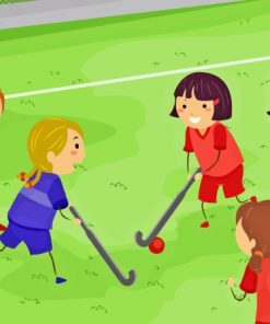 Field Hockey Cartoon Players Diamond Painting