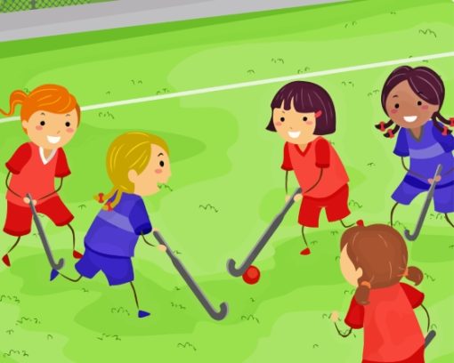 Field Hockey Cartoon Players Diamond Painting