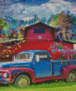 Flowers In Truck At The Farm Diamond Painting