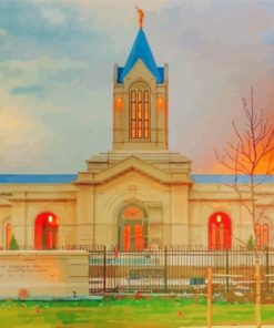 Fort Collins Colorado Temple Sunset Diamond Painting