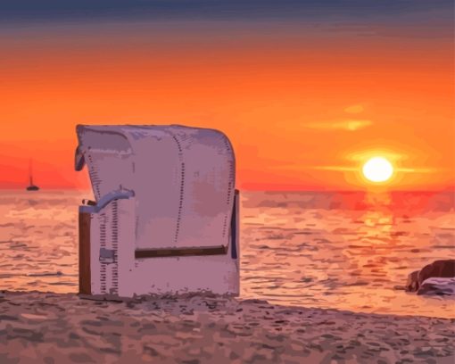 Germany Sylt Beach Chair Sundown Diamond Painting