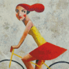 Girl On Yellow Bike Diamond Painting