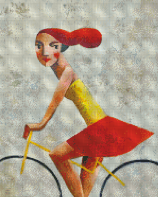 Girl On Yellow Bike Diamond Painting