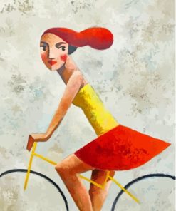 Girl On Yellow Bike Diamond Painting