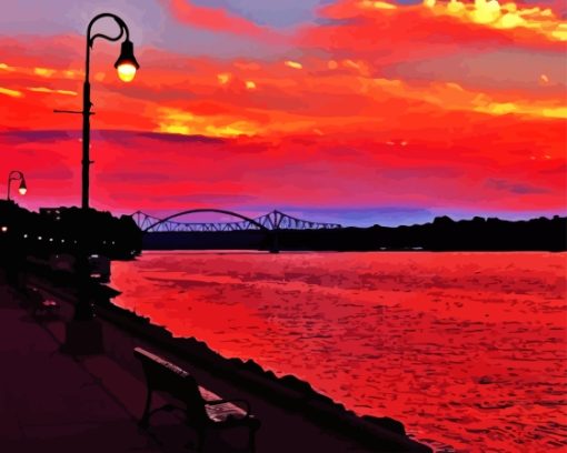 La Crosse Riverside Park At Sunset Diamond Painting