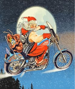 Moonlight Santa With Motorcycle Diamond Painting