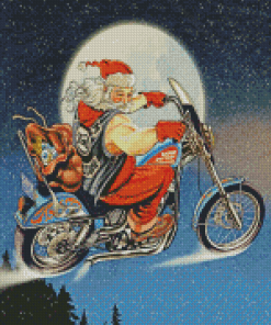 Moonlight Santa With Motorcycle Diamond Painting