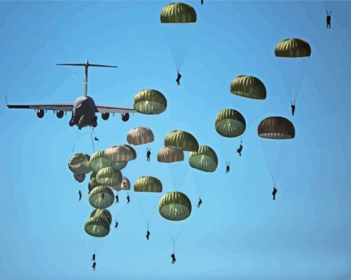 Paratroopers And Military Plane Diamond Painting