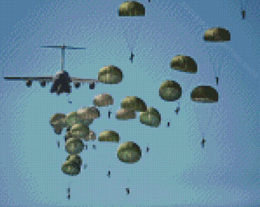 Paratroopers And Military Plane Diamond Painting