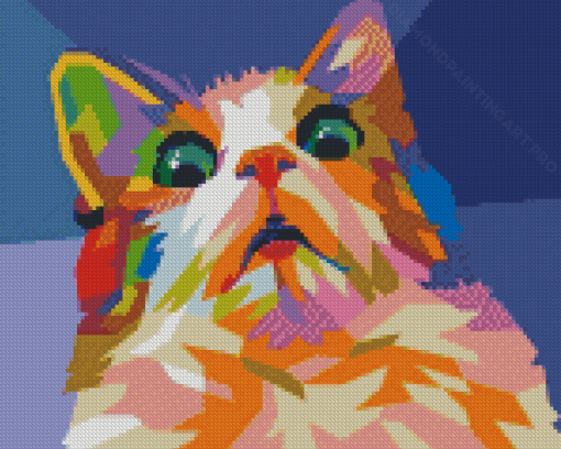 Pop Art Frightened Cat Diamond Painting