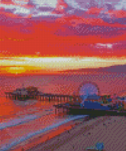 Santa Monica Beach Sunset Diamond Painting