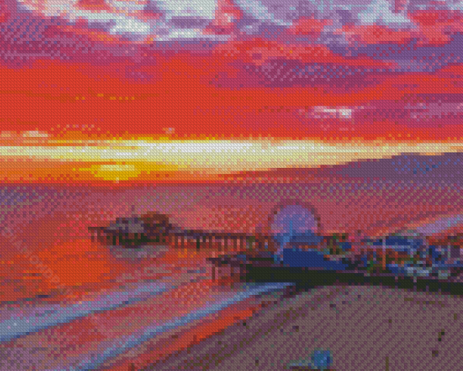 Santa Monica Beach Sunset Diamond Painting