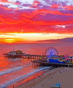 Santa Monica Beach Sunset Diamond Painting