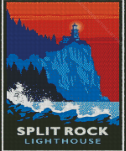 Split Rock Lighthouse Poster Art Diamond Painting