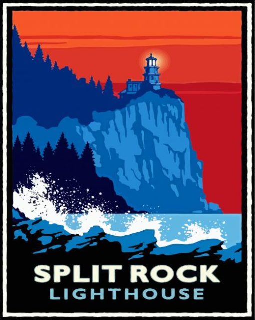 Split Rock Lighthouse Poster Art Diamond Painting