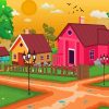 Spring Cartoon Village Diamond Painting