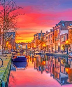 Sunset At Leiden Netherlands Diamond Painting