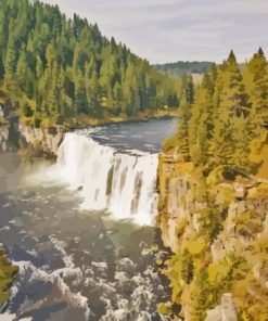 Upper Mesa Falls Idaho Landscape Diamond Painting