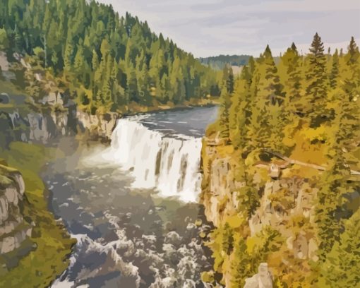 Upper Mesa Falls Idaho Landscape Diamond Painting