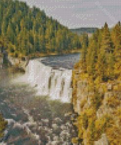 Upper Mesa Falls Idaho Landscape Diamond Painting