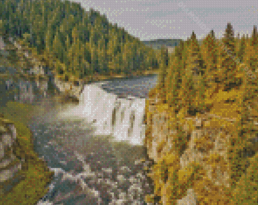 Upper Mesa Falls Idaho Landscape Diamond Painting