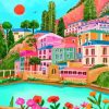 Varenna Italy Colorful Houses Diamond Painting