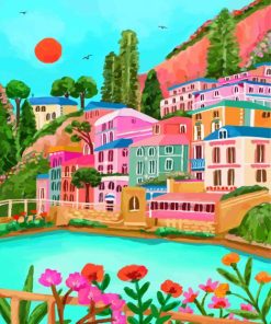 Varenna Italy Colorful Houses Diamond Painting