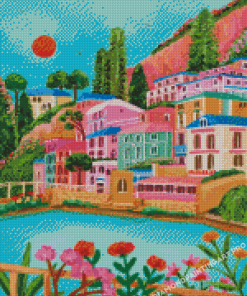 Varenna Italy Colorful Houses Diamond Painting