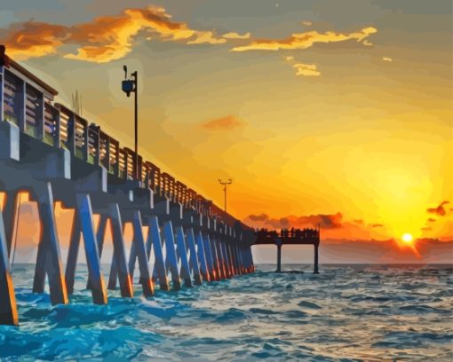 Venice Florida Pier Sunset Diamond Painting