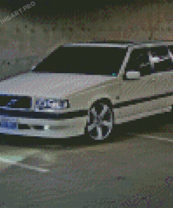 Vintage Volvo 850 White Car Diamond Painting