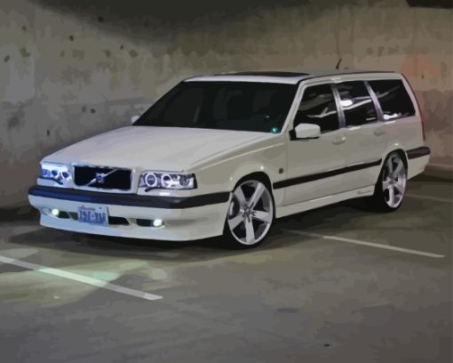 Vintage Volvo 850 White Car Diamond Painting