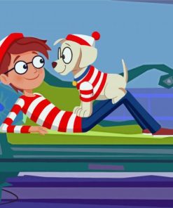 Wally And His Dog From Wheres Waldo Diamond Painting