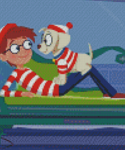 Wally And His Dog From Wheres Waldo Diamond Painting