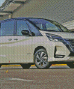 White Nissan Serena Car Diamond Painting