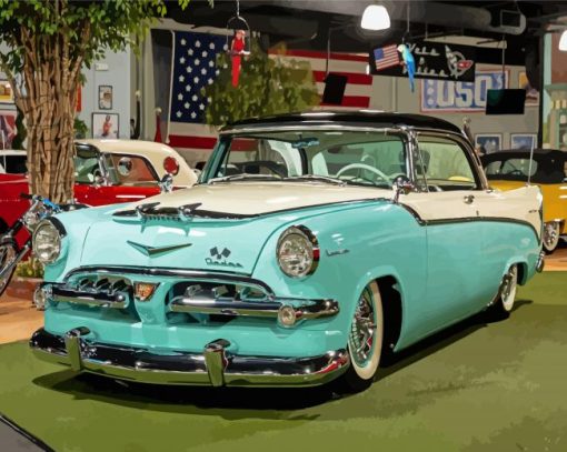 White And Blue 1956 Dodge Diamond Painting